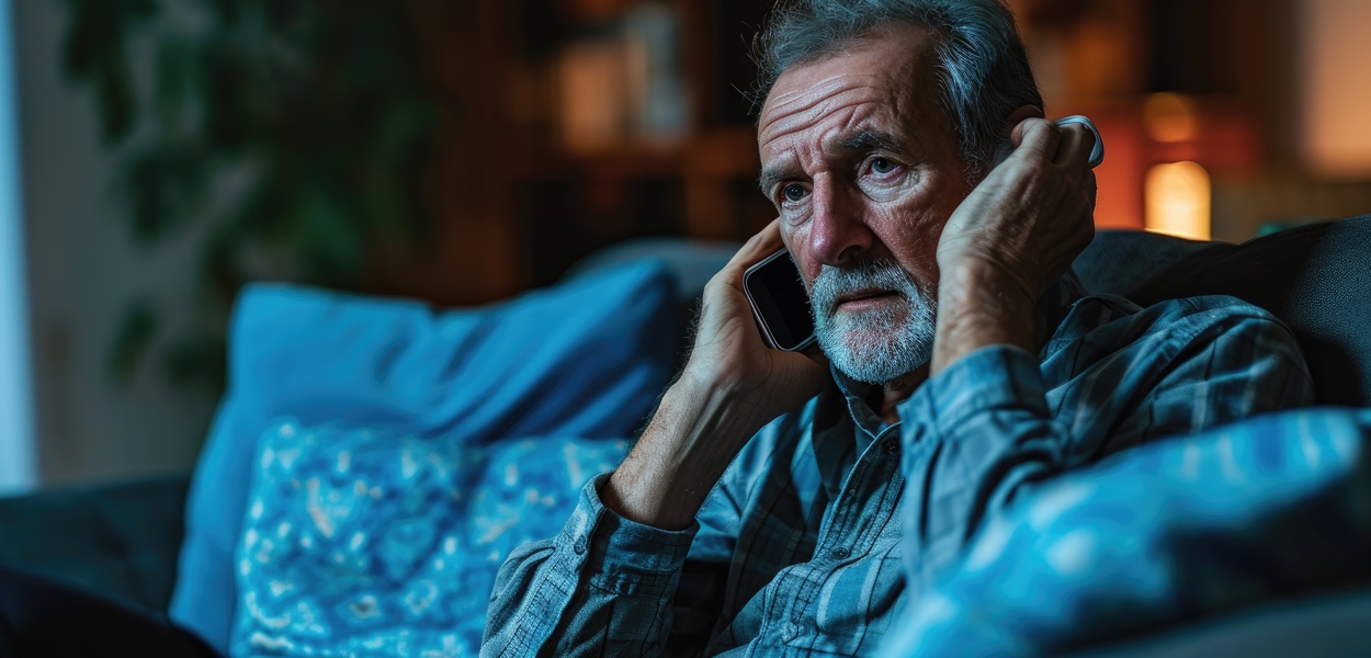 image: Man making a phone call about tenancy fraud