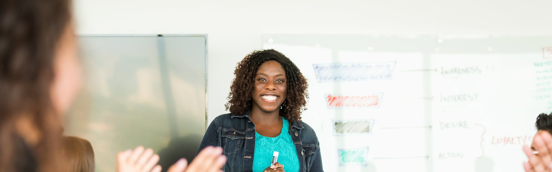 Woman Happy Leading Meeting