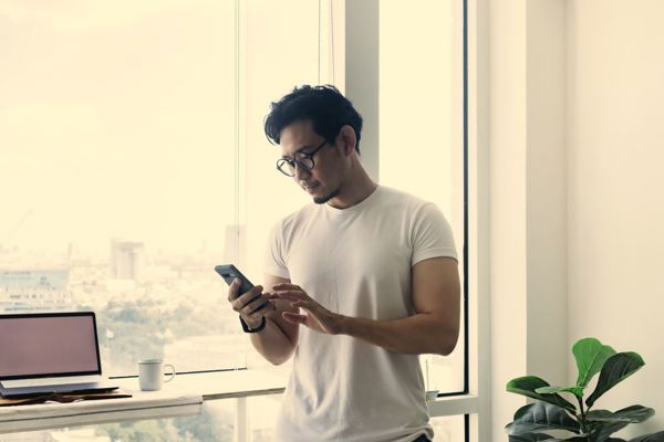 Man looking at his phone