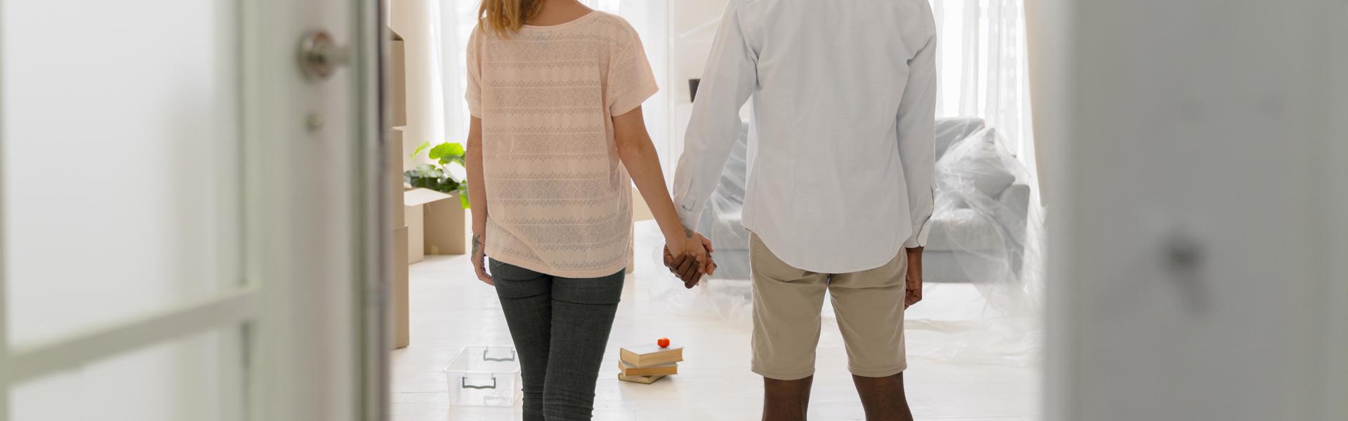 Beautiful Interracial Couple Getting Ready Move